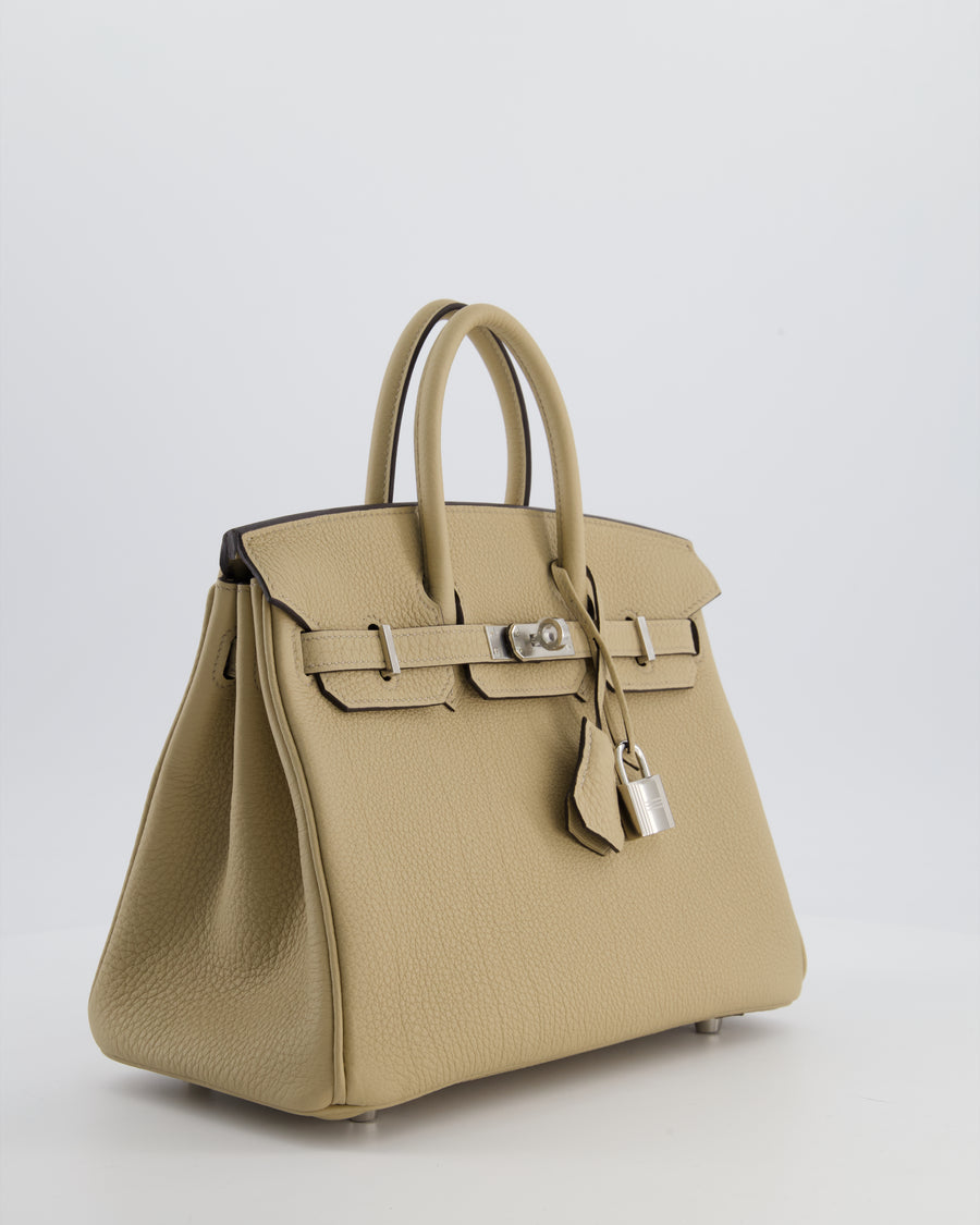 *RARE* Hermès Birkin 25 Retourne Bag in Trench Togo Leather with Palladium Hardware