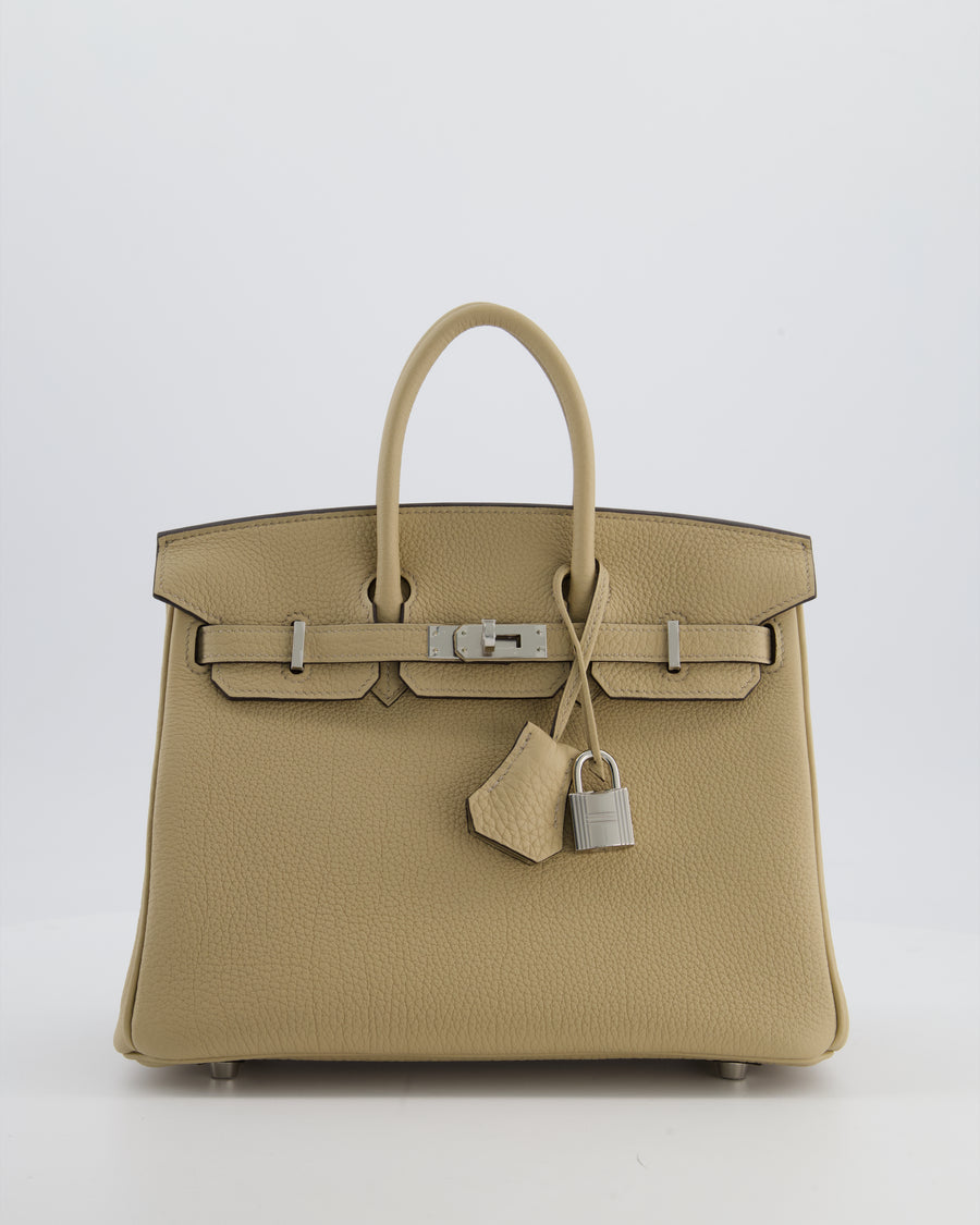 *RARE* Hermès Birkin 25 Retourne Bag in Trench Togo Leather with Palladium Hardware