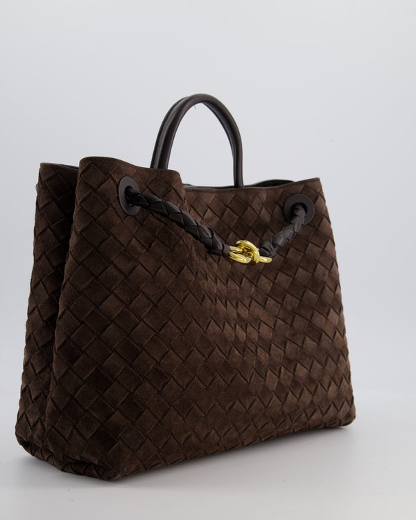 *HOT* Bottega Veneta Medium Andiamo Bag in Fondant Suede Intrecciato Leather with Gold Hardware RRP £4,250