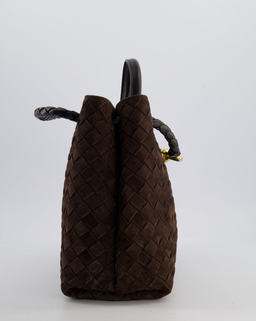*HOT* Bottega Veneta Medium Andiamo Bag in Fondant Suede Intrecciato Leather with Gold Hardware RRP £4,250