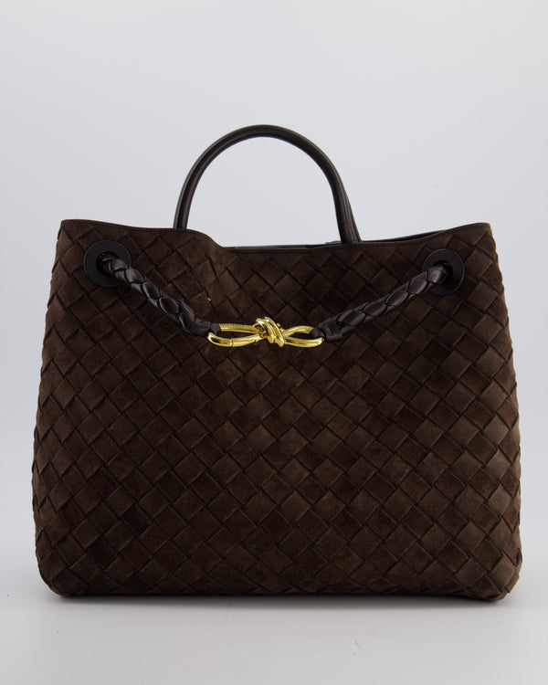 *HOT* Bottega Veneta Medium Andiamo Bag in Fondant Suede Intrecciato Leather with Gold Hardware RRP £4,250