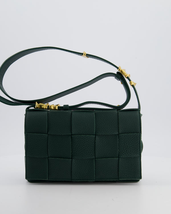 Bottega Veneta Forest Green Tofu Casette Bag with Gold Details