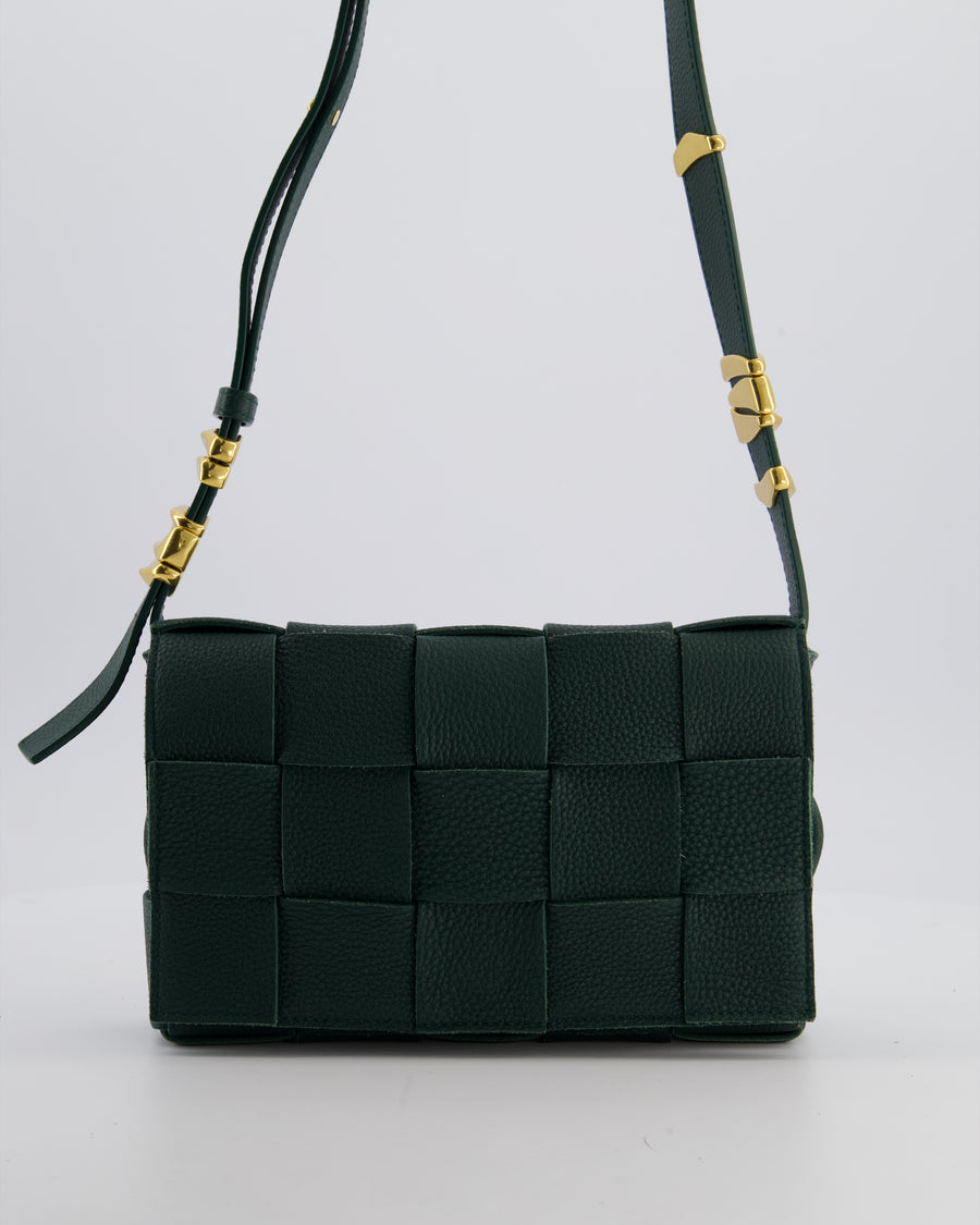 Bottega Veneta Forest Green Tofu Casette Bag with Gold Details