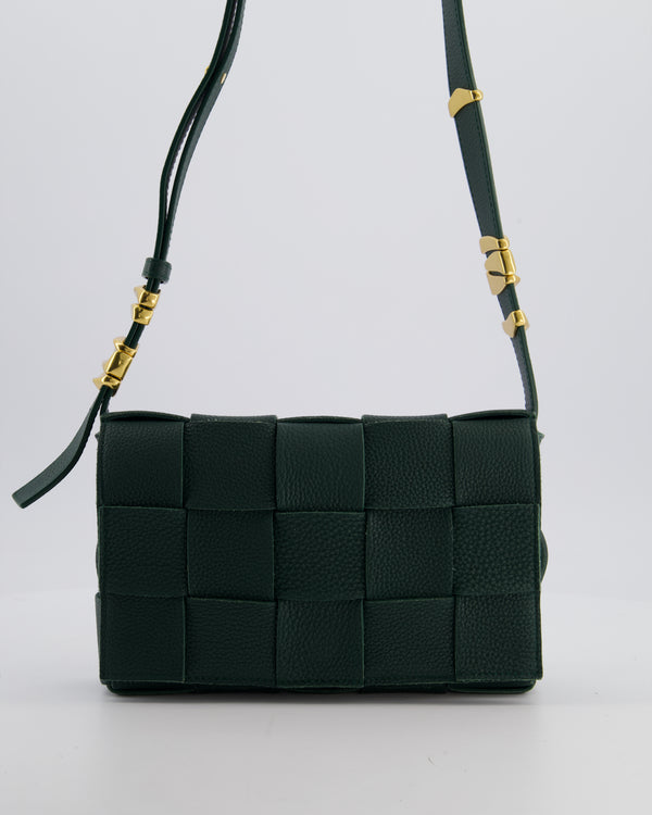 Bottega Veneta Forest Green Tofu Casette Bag with Gold Details