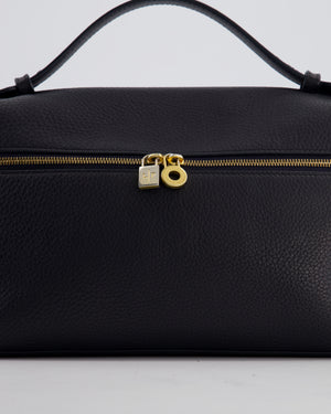 *FIRE PRICE* Loro Piana Extra Pocket L27 Bag in Navy Grained Calfskin Leather with Gold Hardware