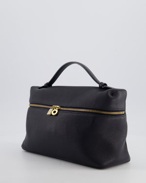 *FIRE PRICE* Loro Piana Extra Pocket L27 Bag in Navy Grained Calfskin Leather with Gold Hardware