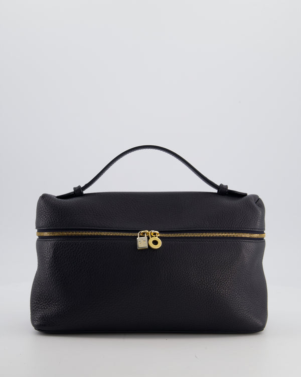 *FIRE PRICE* Loro Piana Extra Pocket L27 Bag in Navy Grained Calfskin Leather with Gold Hardware