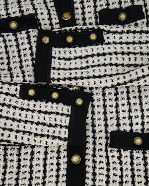 Chanel Spring 1997 Black and White Cardigan with Gold and Transparent CC Buttons Detail Size FR 38 (UK 10)