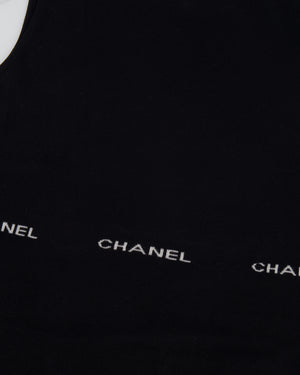 Chanel 2004 Black Sleeveless Tank Top with White Logo Print Detail Size FR 40 (UK 12)