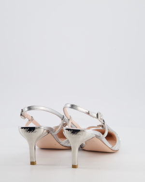 Roger Vivier Silver Sequin Mini Buckle Viv' Canard Slingback Heels Size EU 39 RRP £952