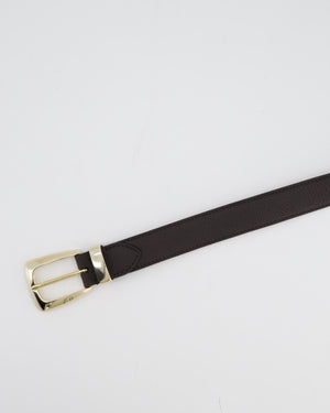 Khaite Brown Benny Slim Leather Belt with Gold Hardware