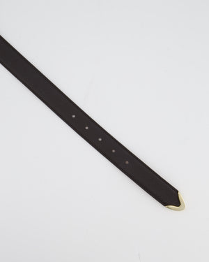 Khaite Brown Benny Slim Leather Belt with Gold Hardware