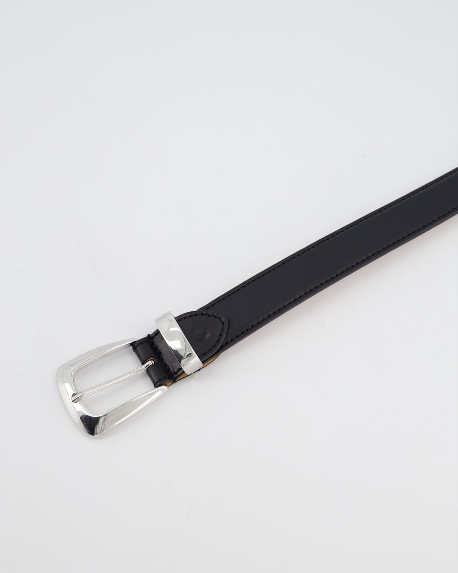 Khaite Black Benny Slim Leather Belt with Silver Hardware RRP £380
