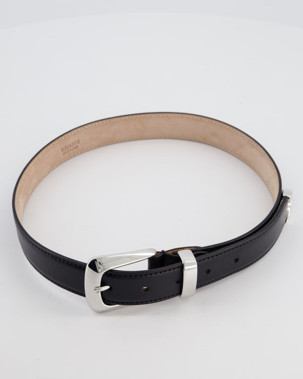 Khaite Black Benny Slim Leather Belt with Silver Hardware RRP £380