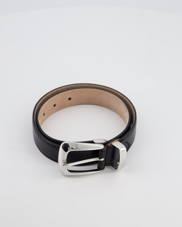 Khaite Black Benny Slim Leather Belt with Silver Hardware RRP £380