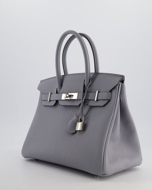 *NEW COLOUR* Hermès Birkin 30 Retourne Bag in Gris Pantin Togo Leather with Palladium Hardware