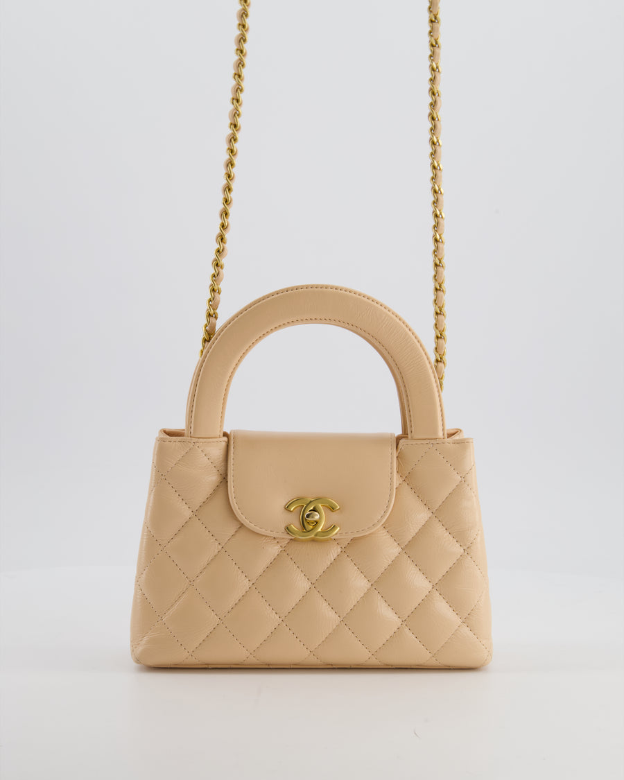 *HOT* Chanel Small Kelly Shopping Bag in Peach Aged Calfskin with Brushed Antique Gold Hardware