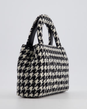 *HOT* Chanel Small Kelly Shopping Bag in Black & White Wool Houndstooth with Brushed Antique Gold Hardware
