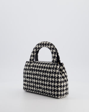 *HOT* Chanel Small Kelly Shopping Bag in Black & White Wool Houndstooth with Brushed Antique Gold Hardware