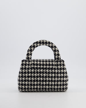 *HOT* Chanel Small Kelly Shopping Bag in Black & White Wool Houndstooth with Brushed Antique Gold Hardware