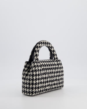 *HOT* Chanel Small Kelly Shopping Bag in Black & White Wool Houndstooth with Brushed Antique Gold Hardware