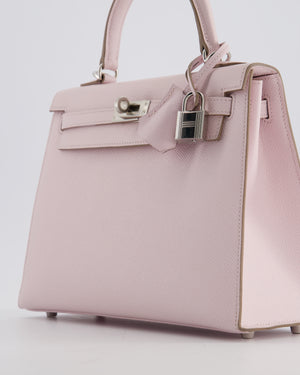 *VERY RARE* Hermès Kelly 25 Sellier Bag in Mauve Pale Epsom Leather with Palladium Hardware