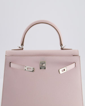 *VERY RARE* Hermès Kelly 25 Sellier Bag in Mauve Pale Epsom Leather with Palladium Hardware