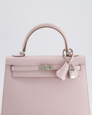 *VERY RARE* Hermès Kelly 25 Sellier Bag in Mauve Pale Epsom Leather with Palladium Hardware