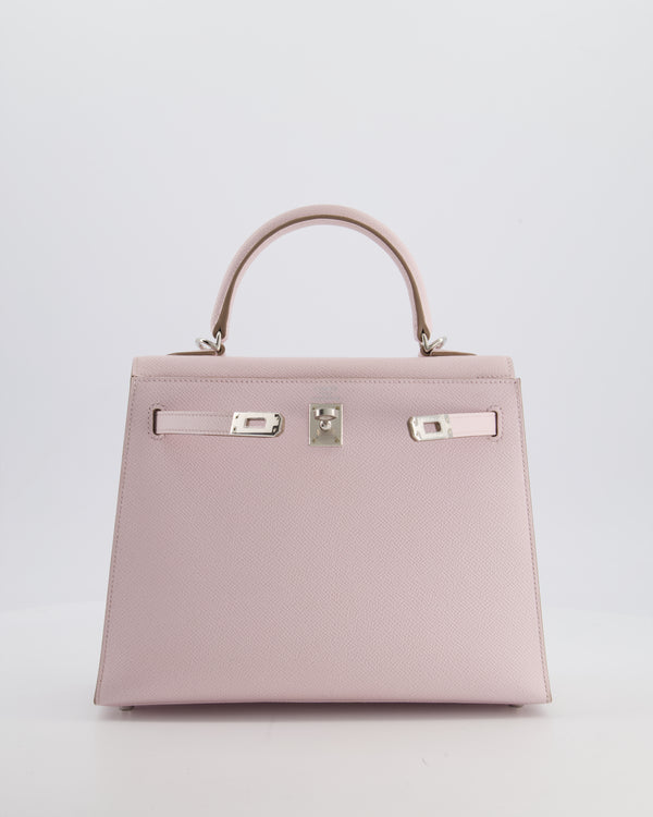 *VERY RARE* Hermès Kelly 25 Sellier Bag in Mauve Pale Epsom Leather with Palladium Hardware