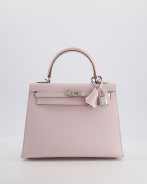 *VERY RARE* Hermès Kelly 25 Sellier Bag in Mauve Pale Epsom Leather with Palladium Hardware