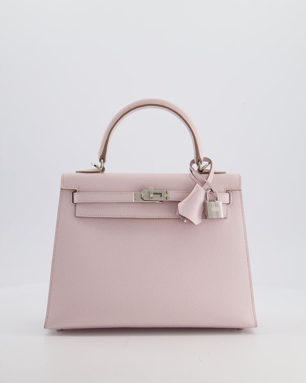 *VERY RARE* Hermès Kelly 25 Sellier Bag in Mauve Pale Epsom Leather with Palladium Hardware