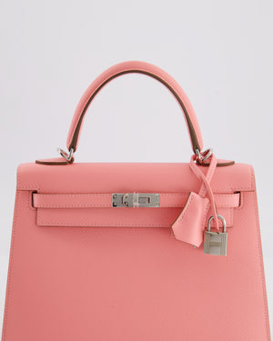 *RARE* Hermès Kelly 25 Sellier Bag in Rose Confetti in Epsom Leather with Palladium Hardware