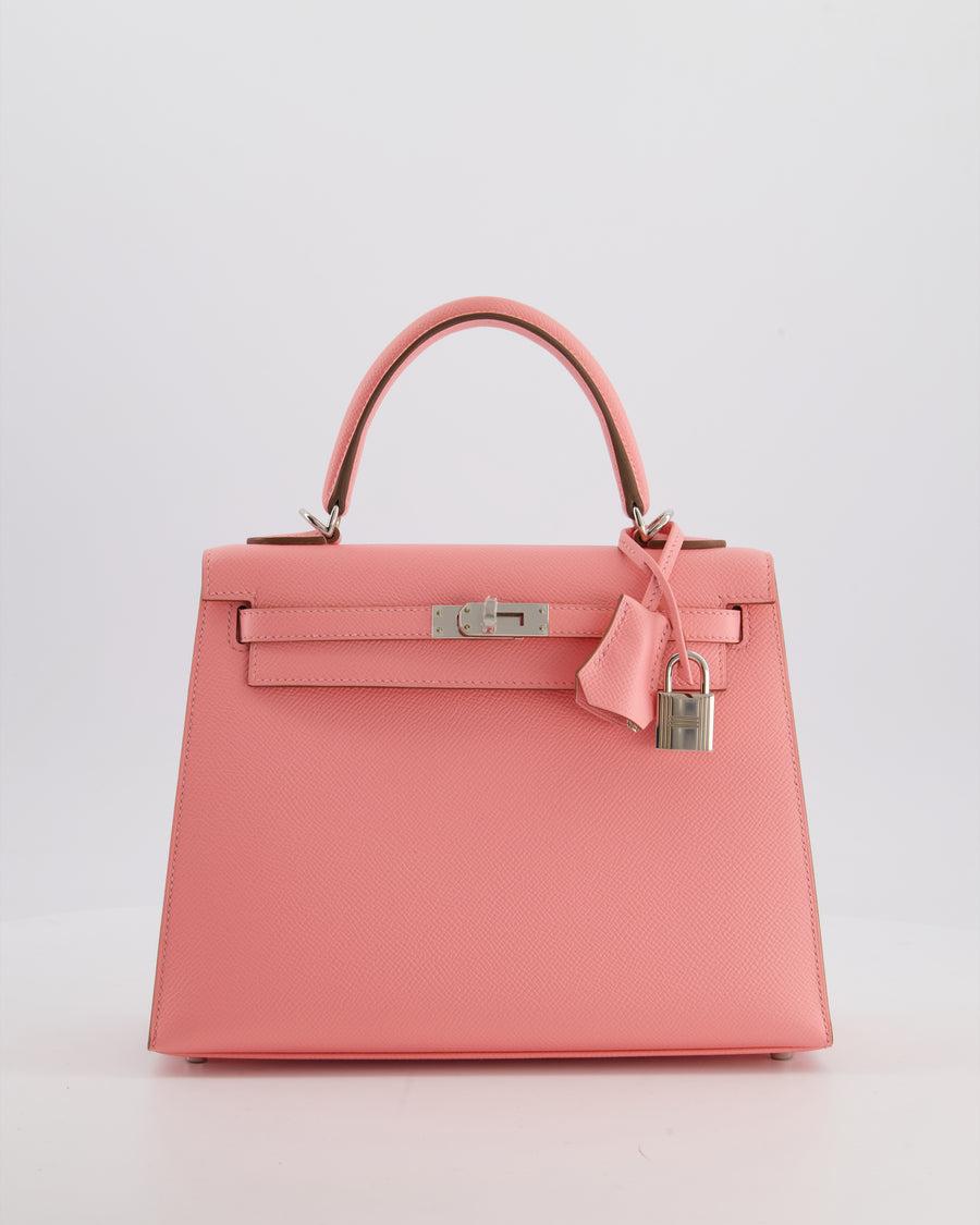 *RARE* Hermès Kelly 25 Sellier Bag in Rose Confetti in Epsom Leather with Palladium Hardware
