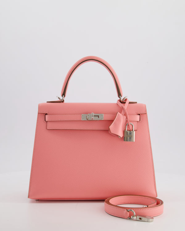 *RARE* Hermès Kelly 25 Sellier Bag in Rose Confetti in Epsom Leather with Palladium Hardware