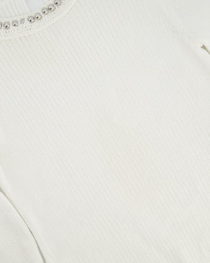 Paco Rabanne White Knitted Long Sleeve Dress with Silver Studs Detail Size M (UK 10)