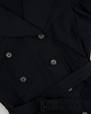 Miu Miu Black Belted Trench Coat with Marble Effect Buttons Detail Size IT 42 (UK 10)