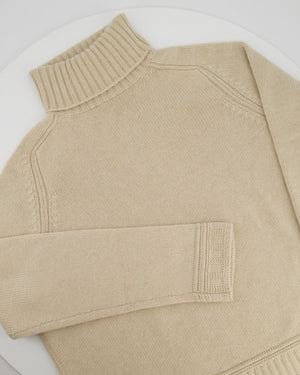 Loro Piana Beige Cashmere Long Sleeve Jumper with High Neck Size M (UK 10)