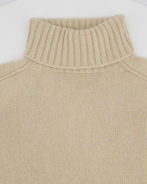 Loro Piana Beige Cashmere Long Sleeve Jumper with High Neck Size M (UK 10)