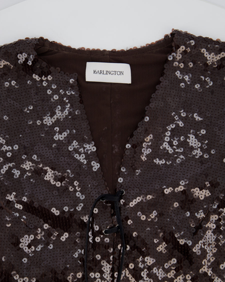 16Arlington Brown Solarium Sequin Mini Dress Size UK 8