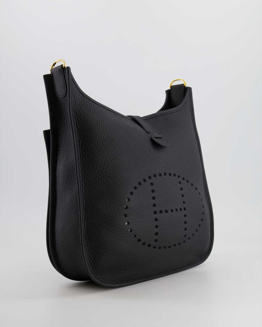 Hermès Evelyne 29 Bag in Noir Clemence Leather with Gold Hardware