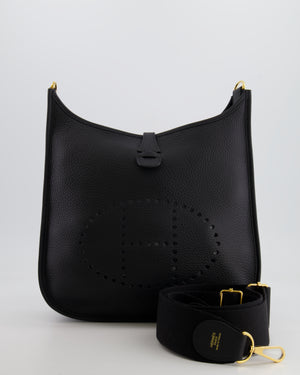 Hermès Evelyne 29 Bag in Noir Clemence Leather with Gold Hardware