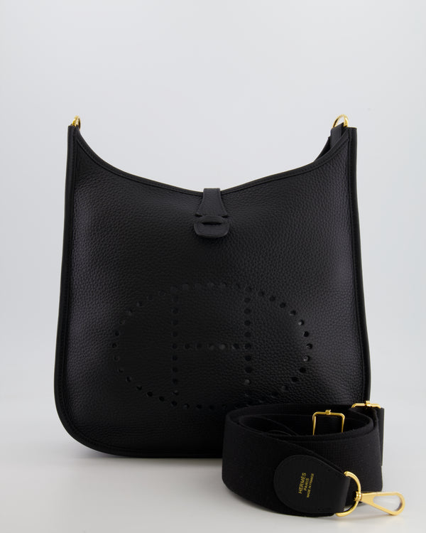 Hermès Evelyne 29 Bag in Noir Clemence Leather with Gold Hardware