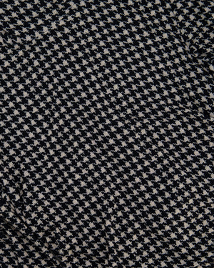 Norma Kamali Black and beige Houndstooth Ruched Long Sleeve Mini Dress Size S (UK 8)