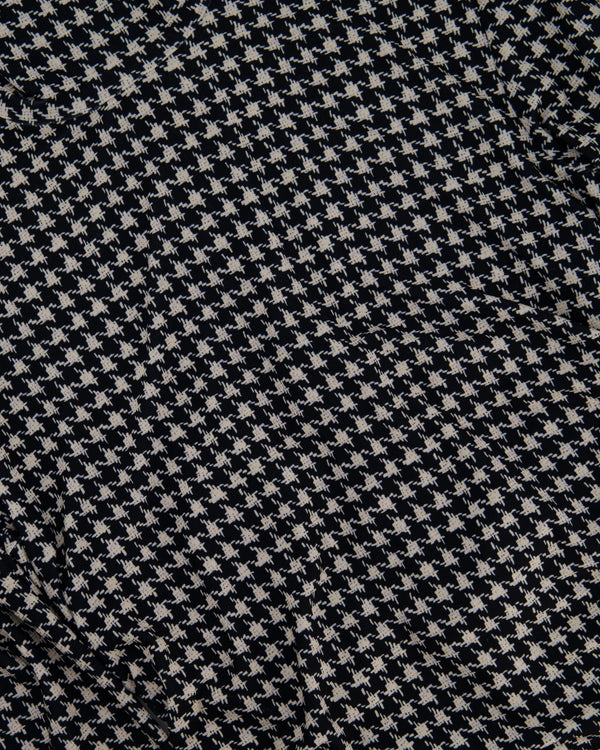 Norma Kamali Black and beige Houndstooth Ruched Long Sleeve Mini Dress Size S (UK 8)