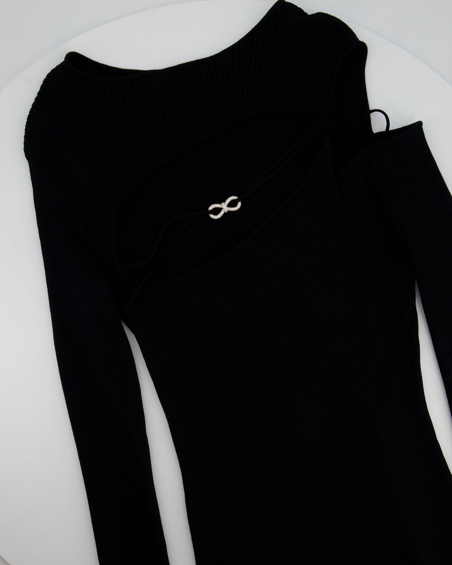 Mach and Mach Black Full Sleeve Chest Cut Out Bow Detail Short Dress Size (UK 12)