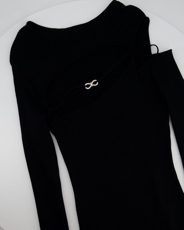 Mach and Mach Black Full Sleeve Chest Cut Out Bow Detail Short Dress Size (UK 12)