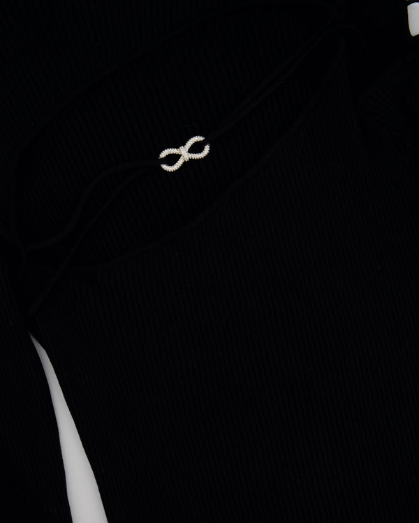 Mach and Mach Black Full Sleeve Chest Cut Out Bow Detail Short Dress Size (UK 12)