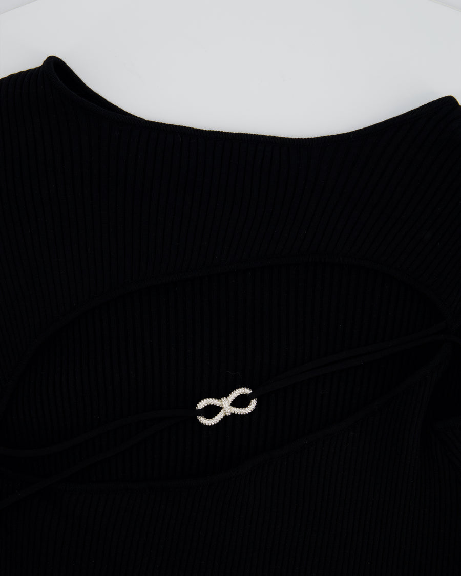 Mach and Mach Black Full Sleeve Chest Cut Out Bow Detail Short Dress Size (UK 12)