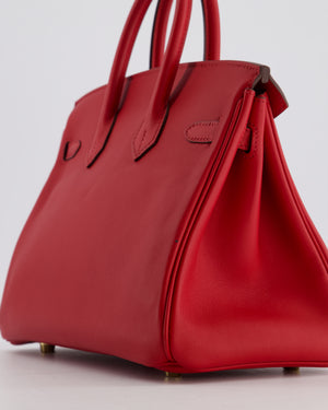 Hermès Birkin 25 Retourne Bag in Rouge Grenat Swift Leather with Gold Hardware
