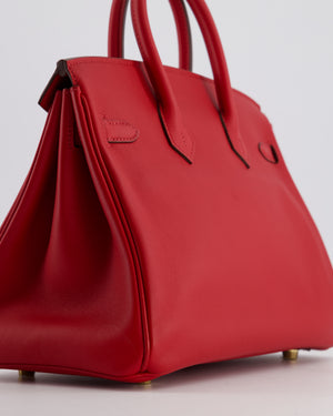 Hermès Birkin 25 Retourne Bag in Rouge Grenat Swift Leather with Gold Hardware
